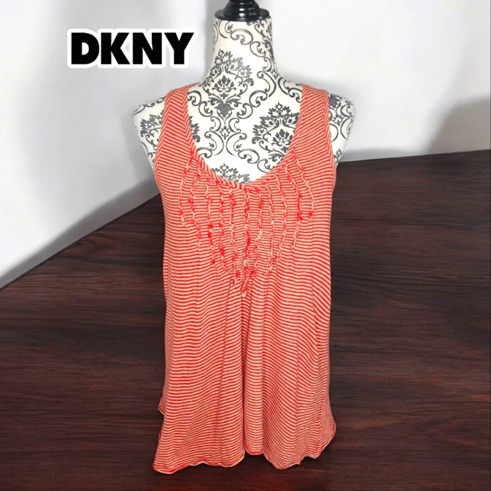 DKNY Red & White Striped Sleeveless Top - XSmall